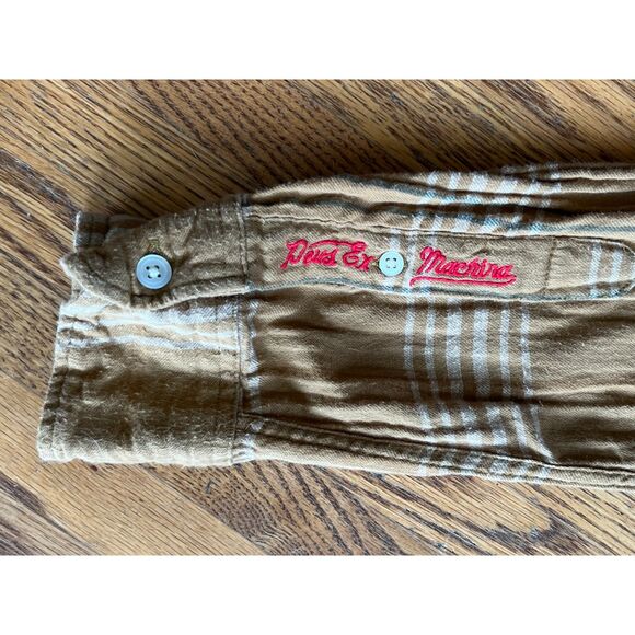 Deus Ex Machina Brown 100% Cotton Plaid Flannel Button Up Shirt Top Mens Size M - Picture 9 of 12